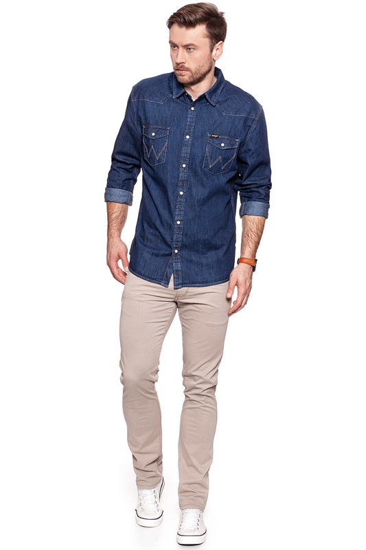 KOSZULA JEANSOWA MĘSKA WRANGLER DENIM WESTERN SHIRT DARK INDIGO W5973O61E 112129847