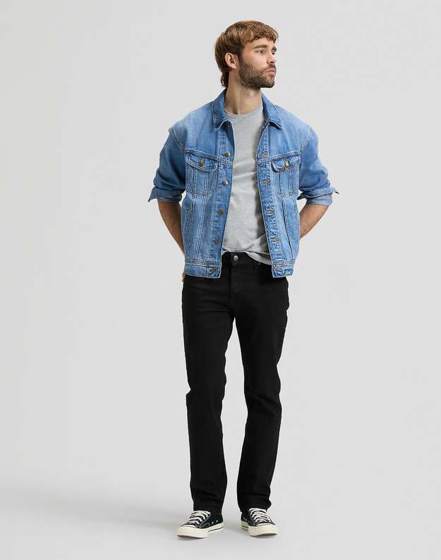 MESKIE SPODNIE LEE REGULAR STRAIGHT BLACK OVERDYE 112140861