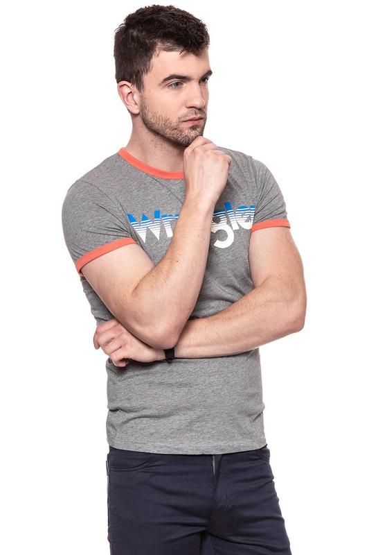 KOSZULKA WRANGLER LOGO RINGER TEE GREY MARL W7B68FQVB 112131531