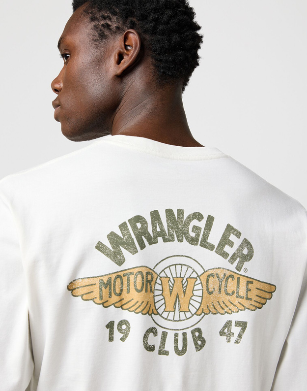 MESKA KOSZULKA WRANGLER LS AMERICANA TEE WORN WHITE 112371574
