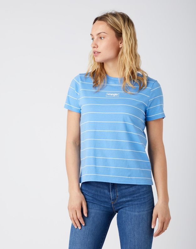 DAMSKI T-SHIRT WRANGLER SS STRIPE TEE MARINA BLUE W7ZCD3B37 112141646