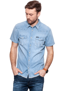 KOSZULA JEANSOWA MĘSKA WRANGLER SS FESTIVAL SHIRT ACID BLEACH W5A08LW3E 112129930