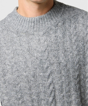 MESKI SWETER  WRANGLER CABLE KNIT SWEATER GREY HEATHER 112371666