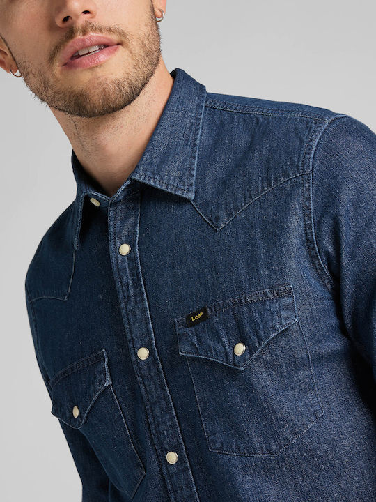 LEE REGULAR WESTERN MĘSKA KOSZULA JEANSOWA JEANS MID STONE L66WCUVK 112321897
