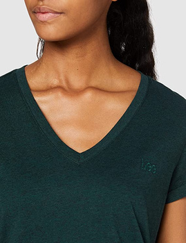 LEE V NECK TEE DAMSKI T-SHIRT KOSZULKA Z KRÓTKIM RĘKAWEM DK BOTTLE GREEN L43ITWBB 112109626