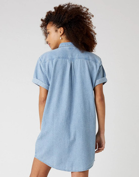 SUKIENKA WRANGLER DENIM SHIRT DRESS LIGHT INDIGO W9P03JX4E 112132451