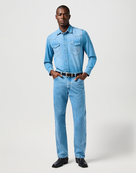 MESKA KOSZULA JEANSOWA WRANGLER WESTERN SHIRT MID LIGHT WASH 112362744