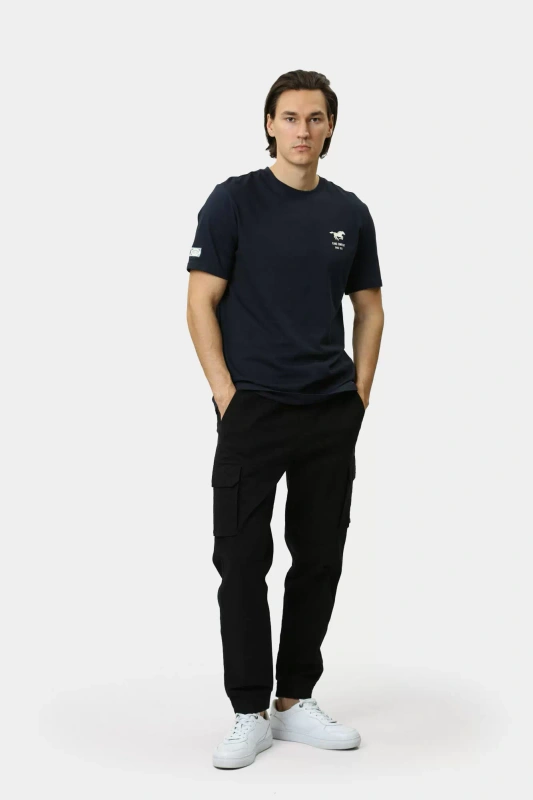 Męskie Spodnie Materiałowe Mustang Style Paris Jogger Cargo Black Beauty 1015896 4185