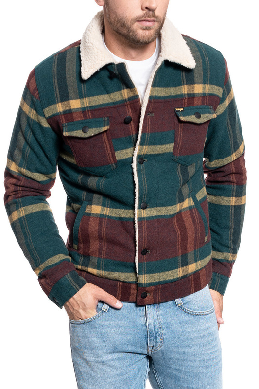 MĘSKA KURTKA SHERPA WRANGLER TRUCKER JACKET PINE W4B4XSG01 112129088