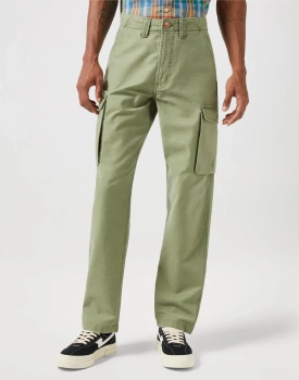 WRANGLER MESKIE SPODNIE MATERIAŁOWE BOJÓWKI CASEY JONES CARGO OLIVE 112350893 W1C2017995