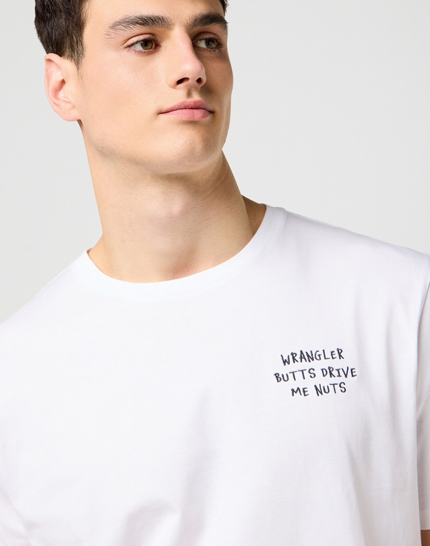 MESKA KOSZULKA WRANGLER EMBROIDERY TEE WORN WHITE 112371487