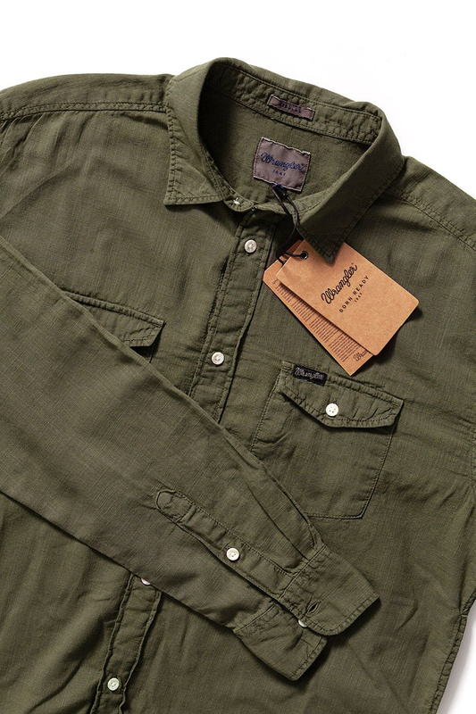 WRANGLER REGULAR 2PKT SHIRT DUSTY OLIVE W58786B45 112129590
