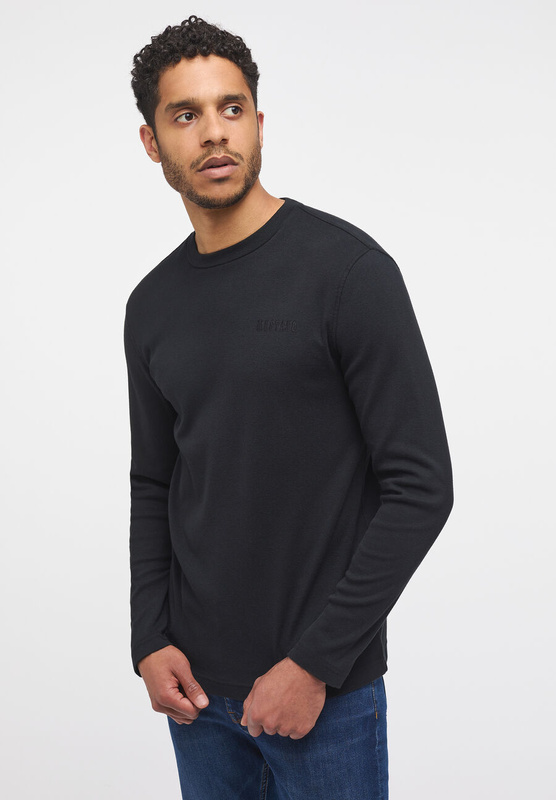 MUSTANG ANTON B MĘSKA KOSZULKA Z DŁUGIM RĘKAWEM LONGSLEEVE BASIC BLACK 1014108 4142