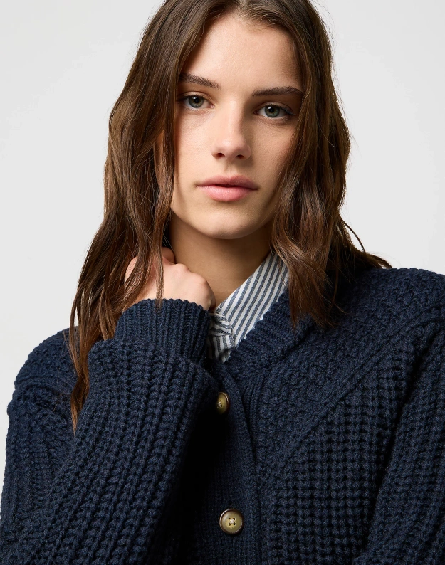 DAMSKI SWETER WRANGLER WESTERN CARDIGAN DARK NAVY 112370796