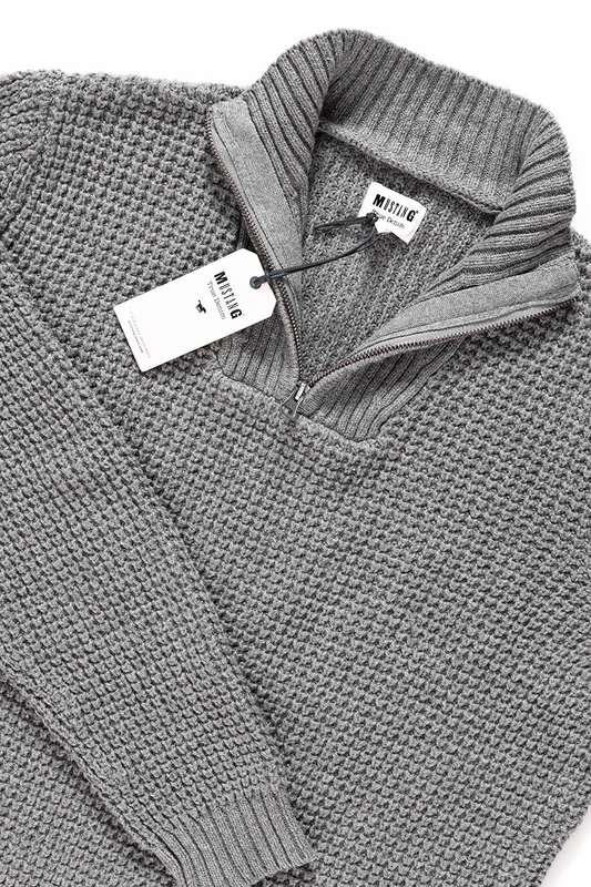 MĘSKI SWETER MUSTANG HEAVY TROYER MID GREY MELANGE 1006556 4140