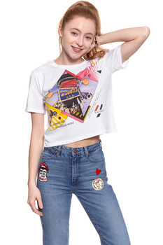 WRANGLER T SHIRT DAMSKI CROP TEE WHITE W7382EV12 112131028