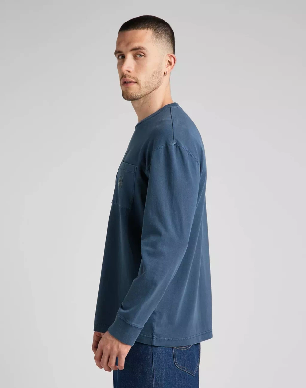 LEE LS CORE LOOSE TEE MĘSKI LONGSLEEVE KOSZULKA Z DŁUGIM RĘKAWEM LOGO MARINE L69RCO54 112322560