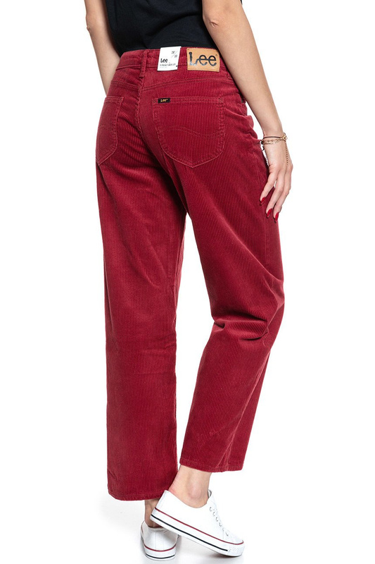 DAMSKIE SPODNIE SZTRUKSOWE LEE 5 POCKET WIDE LEG BIKING RED L30SDC87 112106606