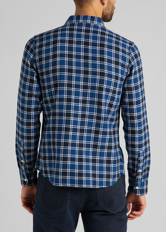 MĘSKA KOSZULA W KRATĘ LEE CLEAN WESTERN SHIRT WASHED BLUE L644RHLR 112115619