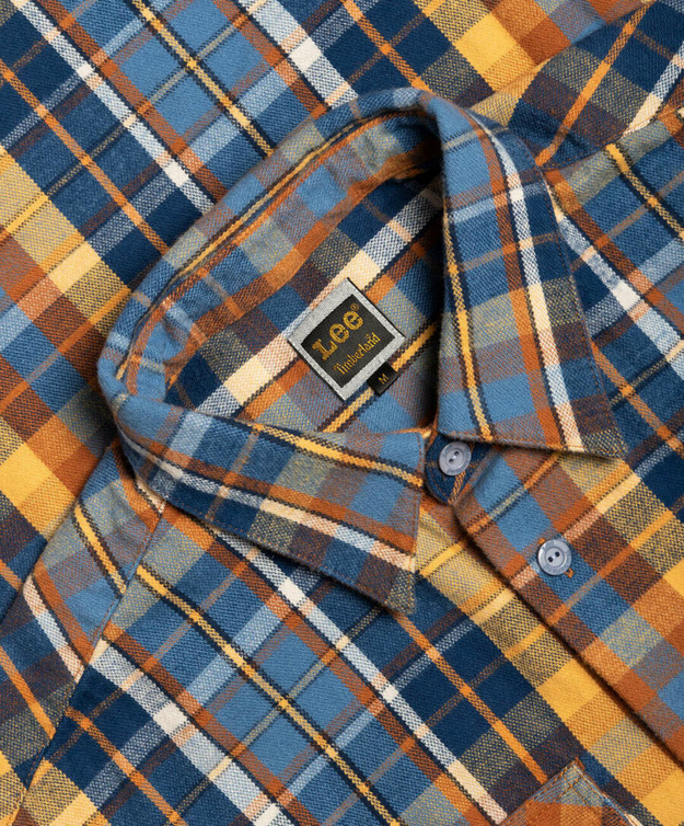 LEE x TIMBERLAND FLANNEL SHIRT MĘSKA KOSZULA W KRATĘ KRATA ESTATE BLUE L67DFT22 112116862