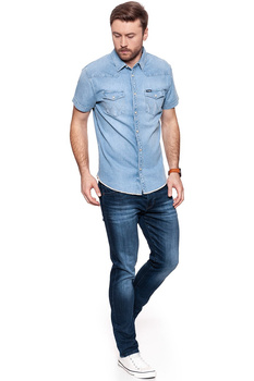 KOSZULA JEANSOWA MĘSKA WRANGLER SS FESTIVAL SHIRT ACID BLEACH W5A08LW3E 112129930