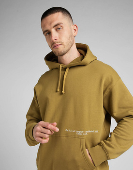 LEE LOGO LOOSE HOODIE MĘSKA BLUZA Z KAPTUREM NIEROZPINANA NADRUK AMMONITE L84HTJ85 112322634