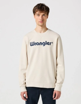 MESKA BLUZA WRANGLER LOGO CREW SWEAT VINTAGE WHITE 112350538