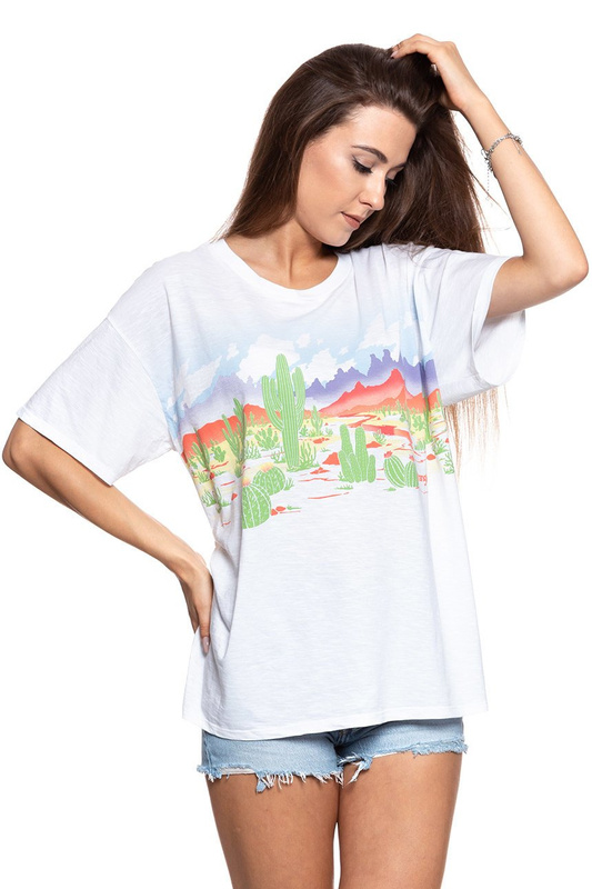WRANGLER T SHIRT DAMSKI OVERSIZE TEE WHITE W7009EA12 112130870