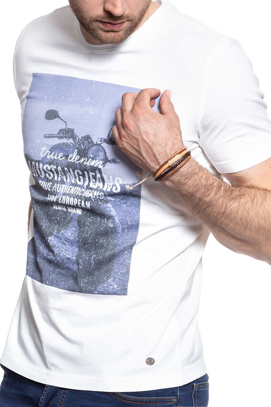 MUSTANG T SHIRT Photoprint Tee CLOUD DANCER 1007543 2020
