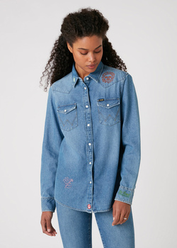 DAMSKA KOSZULA JEANSOWA WRANGLER BOYFRIEND WESTERN SH LOUD CRAFT W5Q1LW87A 112130287
