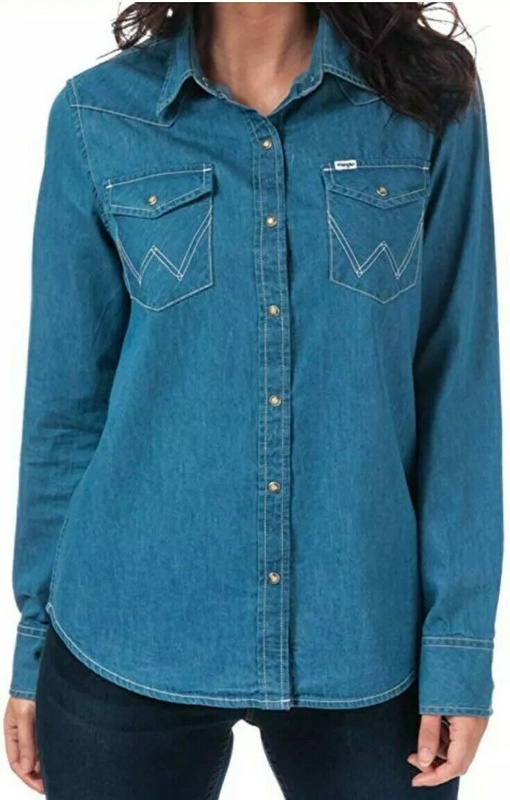 WRANGLER WESTERN SHIRT LIGHT DAMSKA KOSZULA JEANSOWA INDIGO W5245MM4E 112129385