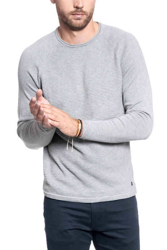SWETER MĘSKI MUSTANG Emil C Structure MID GREY MELANGE 1008255 4140