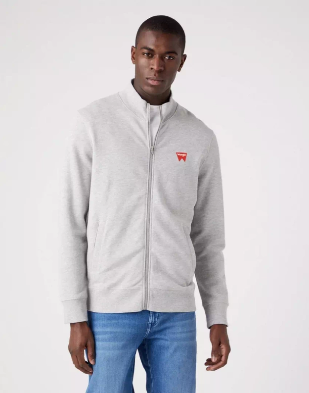 WRANGLER FUNNEL NECK ZIP MĘSKA BLUZA LOGO MID GREY W663HAX37 112320239
