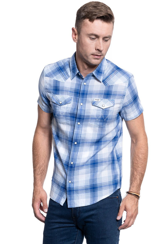 MĘSKA KOSZULA WRANGLER SS WESTERN SHIRT SURF BLUE W5J0ORX6U 112130154