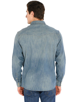 WRANGLER WESTERN SHIRT MĘSKA KOSZULA JEANSOWA DŁUGI RĘKAW TINTED BLEACH W58707P9E