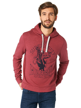 TOM TAILOR WASHED HOODIE WITH PRINT MĘSKA BLUZA ROZPINANA DARK CLARET RED COL. 4480 25293850010