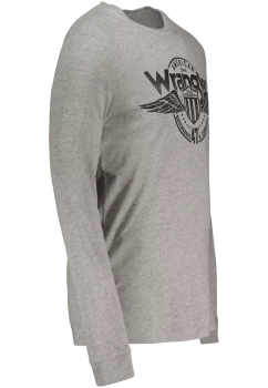 WRANGLER LS AMERICANA TEE MĘSKA KOSZULKA Z DŁUGIM RĘKAWEM LOGO MID GREY MELANGE W7JBD3X37 112144830