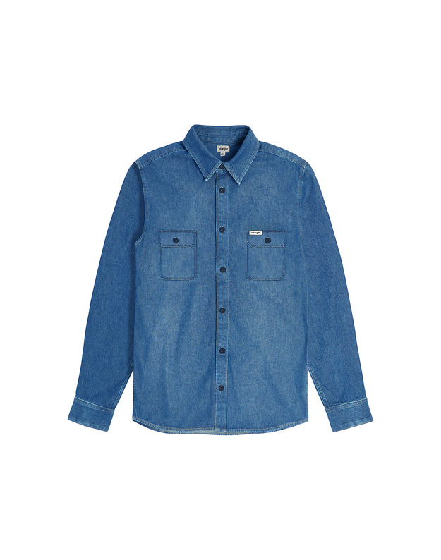 MESKA KOSZULA JEANSOWA WRANGLER OVERSHIRT SLATEBOUND 112373187