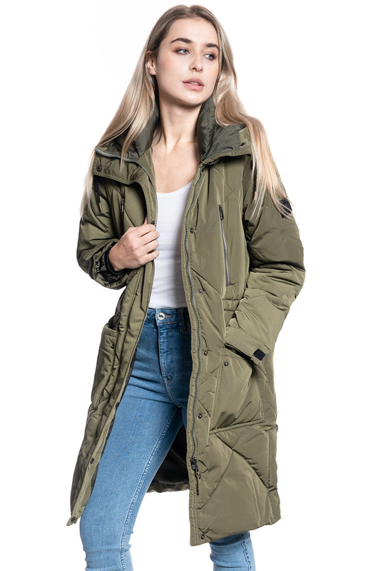 DAMSKA KURTKA ZIMOWA LEE ELONGATED PUFFER OLIVE GREEN L56FMKNX 112113036