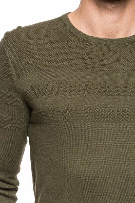 TOM TAILOR STRUCTURED CREW-NECK SWEATER OLIVE NIGHT GREEN 3020016.00.15 COL. 7548