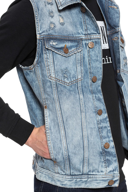 MĘSKI BEZRĘKAWNIK JEANSOWY MUSTANG Biker Vest 1009637 5000 217