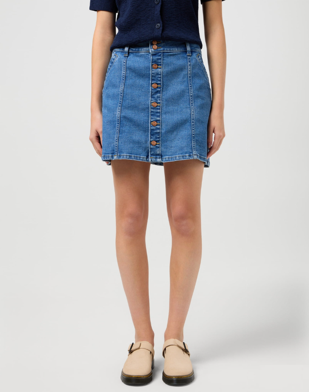DAMSKA SPÓDNICA WRANGLER DENIM MINI SKIRT MID WASH 112352524