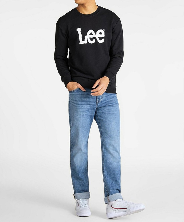 LEE BASIC CREW LOGO SWS MĘSKA BLUZA NADRUK MIDNIGHT NAVY L80XTJMA 112121583