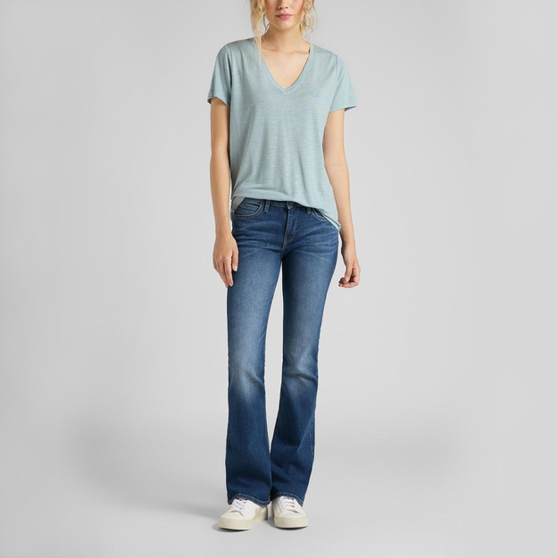 LEE V NECK TEE DAMSKI T-SHIRT FADED BLUE L41JENOF 112109012