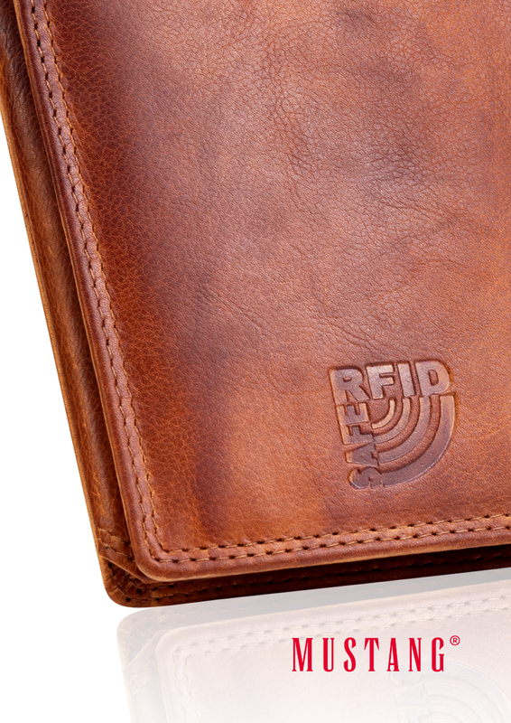 MUSTANG Denimo High Wallet Side Opening UNIWERSALNY SKÓRZANY PORTFEL POJEMNY NA KARTY RFID