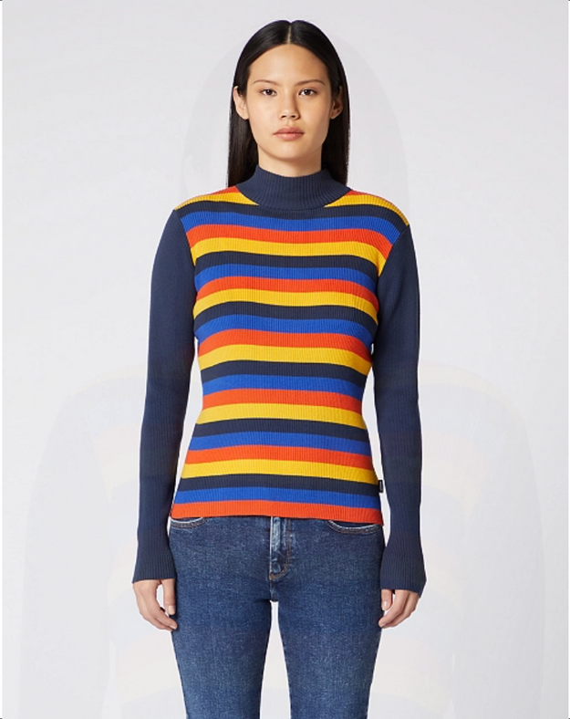 WRANGLER HIGN NECK SLIM DAMSKI SWETER W PASKI NAVY W8N7PW114 112132407