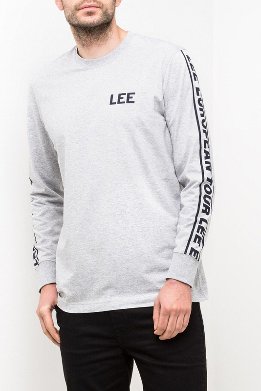 LEE TONAL FLOCK LOGO SHARP MĘSKA KOSZULKA LONGSLEEVE GREY MELE L62SRE03 112114834
