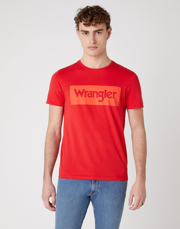 MĘSKI T-SHIRT WRANGLER SS LOGO TEE MARS RED W742FKX3A 112131086