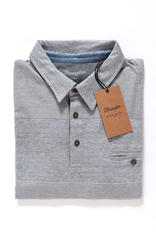 WRANGLER S/S JERSEY STRIPE POLO DARK SLATE W7970GPPP