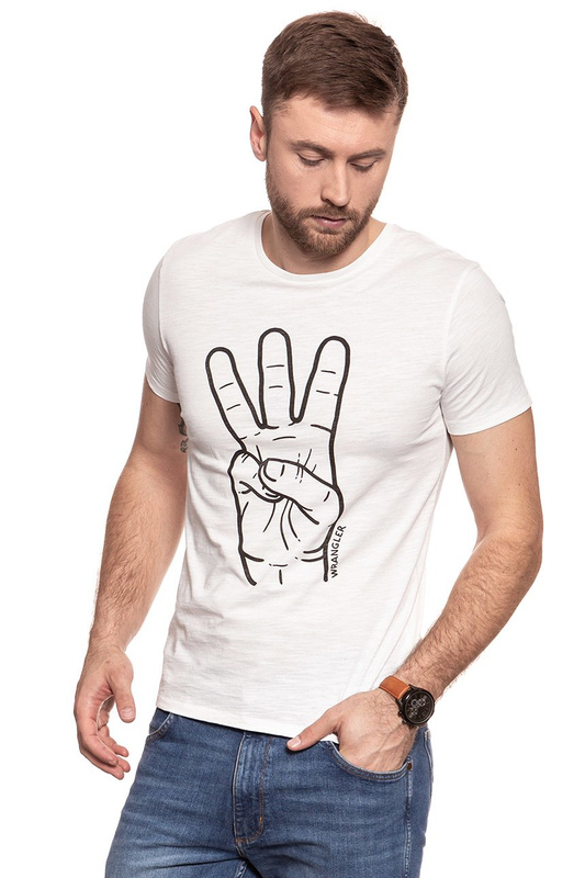 KOSZULKA WRANGLER FESTIVAL TEE ANTIQUE WHITE. W7B44DEFT 112131476